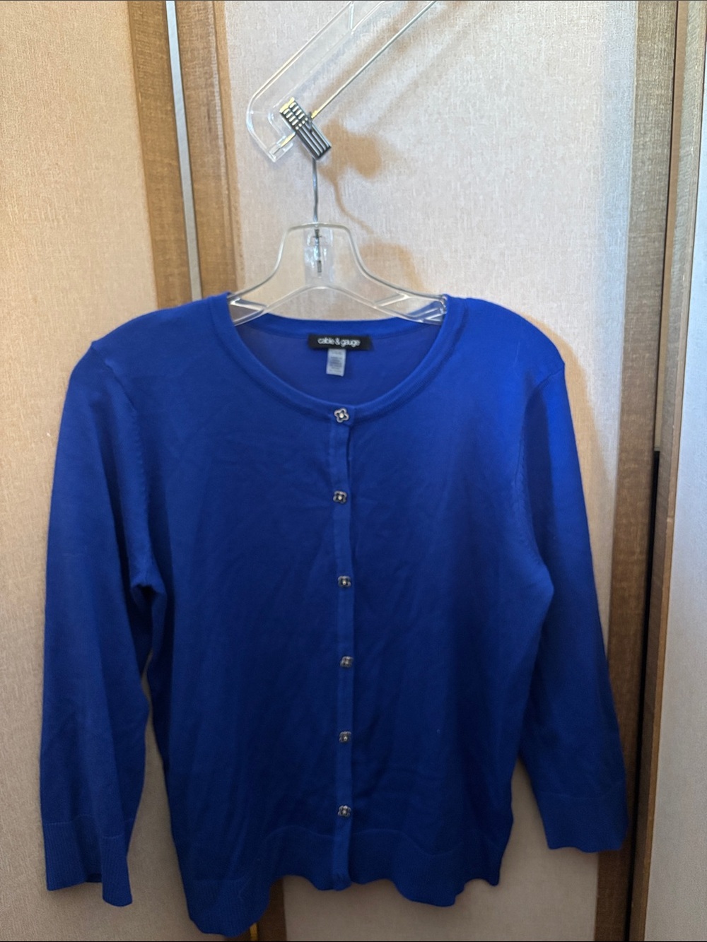 Cable & Gauge Cobalt Blue Button-Front Cardigan Large
